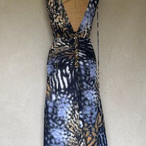 Feraud Animal Print Gown with Rhinstones - Sz 36